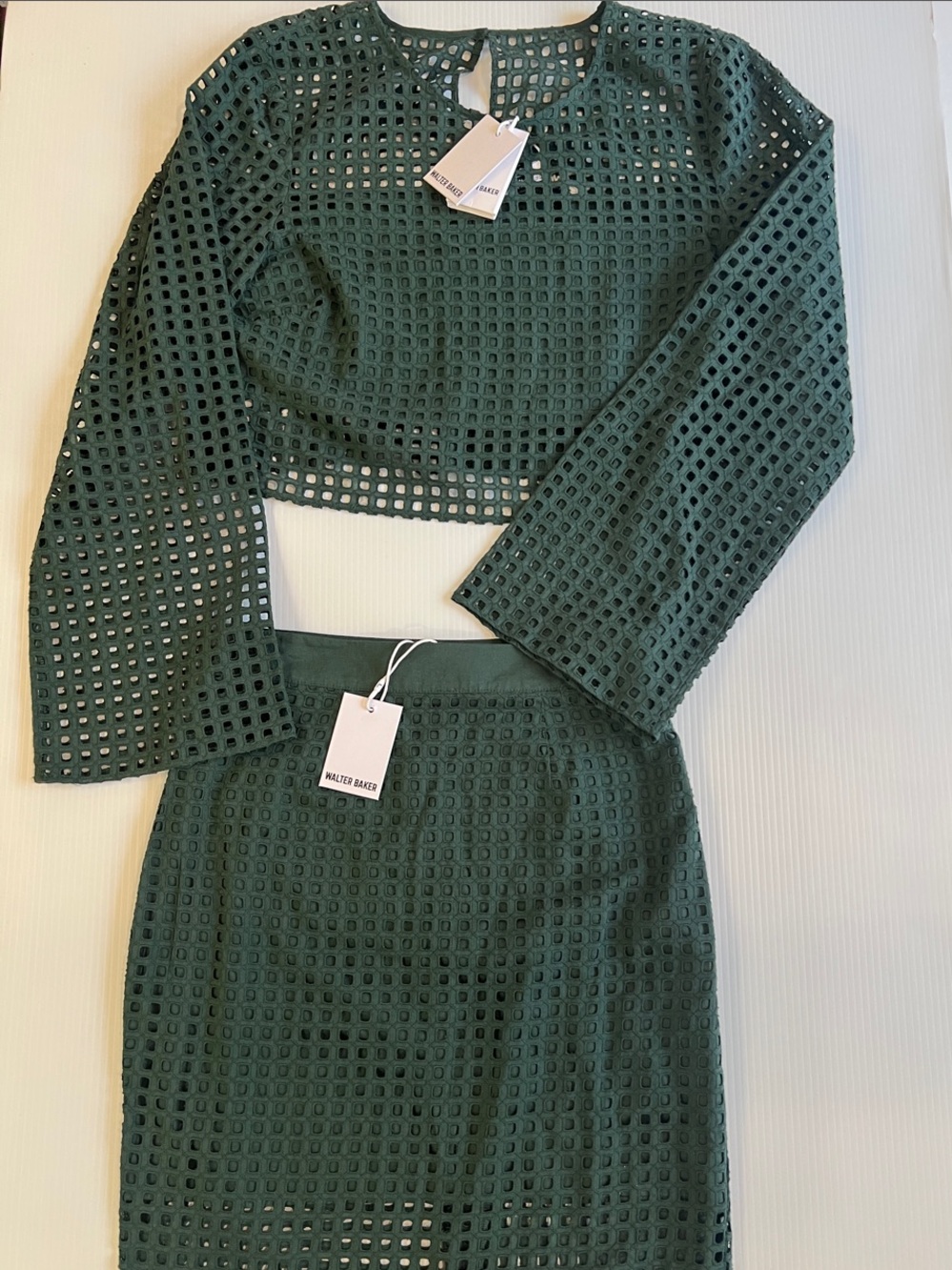 New Walter Baker Women’s Forest Green Skirt (X-Small) and Shirt (Large) Set